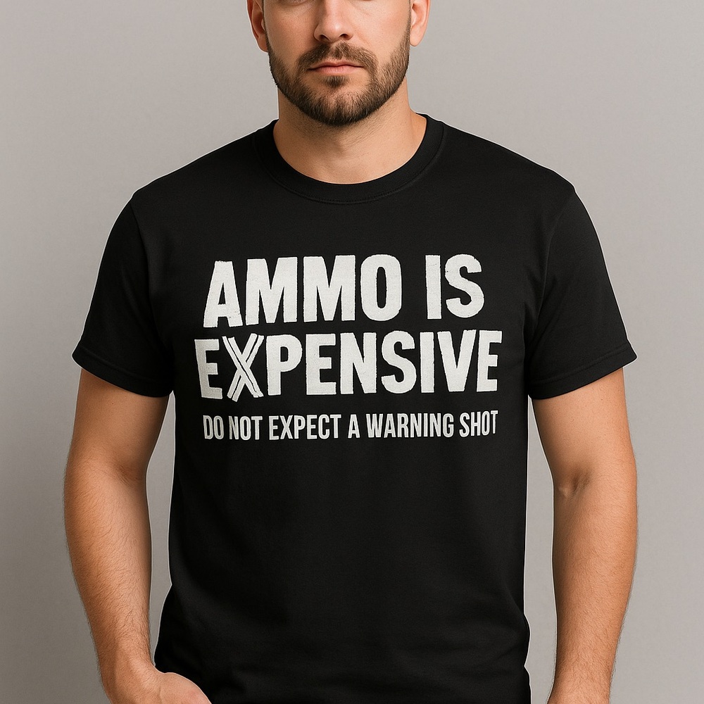 Black Crew Neck Short Sleeve Tee with Bold Text